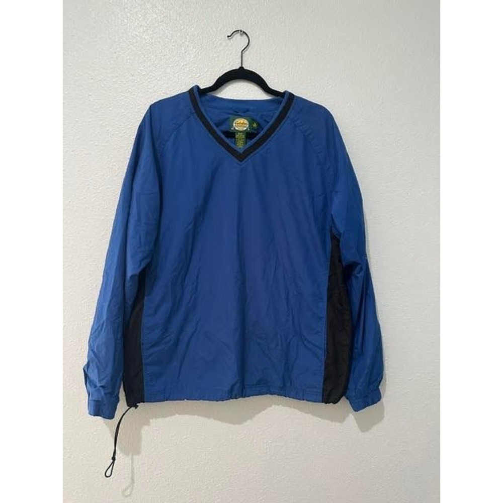 Cabelas Outdoor Gear Mens Blue Nylon V-Neck Windbreaker Pullover Jacket Size M